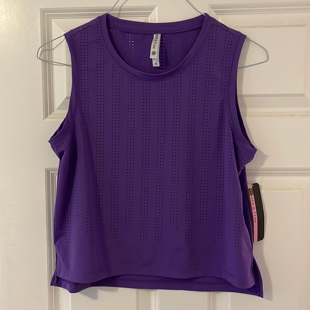 Cute purple workout top with holes cut out